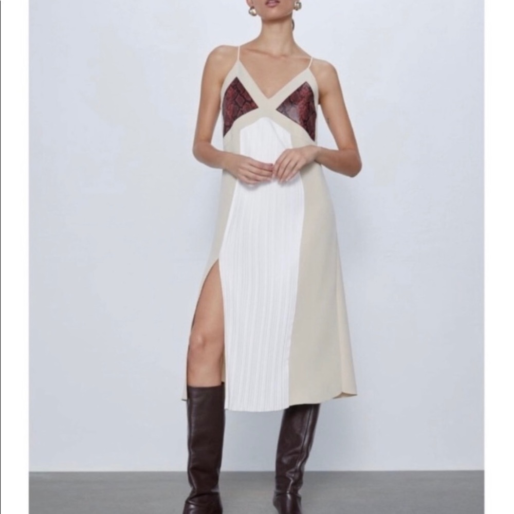 Zara pleated dress with snake print detail-NWT